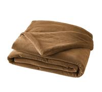Mylittlebed Plaid Velours 90x200cm L’Effet Papillon® - Edredon Bout de lit 2 Personnes 100% Coton [ Couvertures, Plaids et boutis ] (Camel)