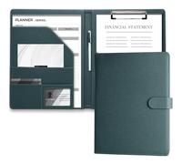 Mymazn Porte Documents A4, Document Porte Folio Pochette Porte Document Pu Cuir Porte Bloc A4 Range Documents Trieur Organiseur Portfolio Planchettes Porte-formulaires (Gris Vert)