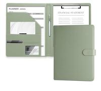 Mymazn Porte Documents A4, Document Porte Folio Pochette Porte Document Pu Cuir Porte Bloc A4 Range Documents Trieur Organiseur Portfolio Planchettes Porte-formulaires(Vert Sauge)