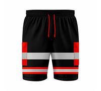 mymixtrendz Short cargo réfléchissant haute visibilité pour homme - Plusieurs poches - Taille élastique réglable - Taille S/2XL - Noir et orange