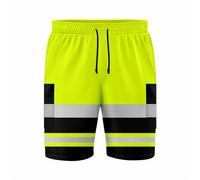 mymixtrendz Short cargo réfléchissant haute visibilité pour homme - Plusieurs poches - Taille élastique réglable - Taille S/2XL - Noir et orange