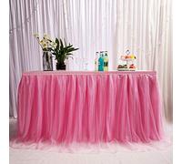 MYMM 6ft / 182cm Rose Jupe de Table, Gaze de Bureau en Tulle Romantique, décoration de Table, Nappe de Tutu Flocon de Neige au Pays des Merveilles, pour Shower, Mariage, fête, Bar