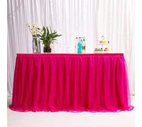 MYMM 9ft / 274cm Rouge Jupe de Table, Gaze de Bureau en Tulle Romantique, décoration de Table, Nappe de Tutu Flocon de Neige au Pays des Merveilles, pour Shower, Mariage, fête, Bar