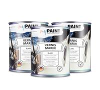 MyPaint Vernis Marin Incolore 3 x 750 ml - Blanc - Vernis Bois Extérieur Imperméable | Vernis Marin Brillant | Protection Durable Contre l’Eau & UV pour Bateaux, Fenêtres, Meubles & Jardin