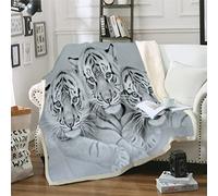 MYPALL Couvertures en Flanelle Noir et Blanc, Tigres, 150 x 200cm, Douces et Chaudes