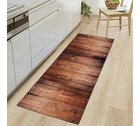 MYPALL Tapis de Cuisine Panneau en Bois Brun Antidérapant Tapis Cuisine Devant Evier Antidérapant Tapis de Sol Absorbant Lavable Décoration Tapis 50 x 140cm