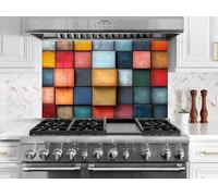 Myphotostation - Blocs chromatiques en verre trempé pour cuisine, protection murale de cuisinière, planche à découper, panneau mural de cuisinière, couverture arrière de cuisinière 50,8 x 35,6 cm