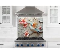 Myphotostation Dosseret en verre trempé pour cuisine, protection murale de cuisinière, planche à découper, panneau mural de cuisinière, panneau mural de cuisinière, 76,2 x 70,5 cm (l x H)