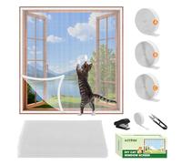 MYPIN Moustiquaire Fenêtre Chat, 130cmx150cm, avec bande auto-adhésive, blanc
