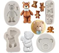 MYPRACS Lot De 4 Moules À Fondant En Silicone En | Forme D'ours Pour Décoration De Gâteaux Décoration De Ccupcakes Argile Polymère Bonbons Chocolat Pâte À Gomme
