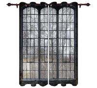 MYQF Rideau Occultant Chambre Forêt de fenêtre Industrielle Vintage 3D Impression Rideaux De Fenêtre D'effet Thermique Insonorisation Salon Chambre à Coucher Décoration 220x215cm