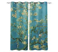 MYQF Rideau Occultant Thermiques Fleur d'amandier Van Gogh 2 Panneaux Occultant Rideau Salon à œillets Rideaux Isolant Thermiques Acoustiques Chambre fenêtre 280x250cm, 140x250cm x2