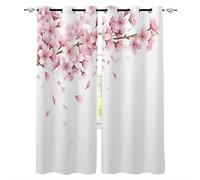 MYQF Rideaux Occultant Fleurs de Sakura Rose 3D Impression Rideaux De Fenêtre D'effet Thermique Insonorisation Salon Chambre à Coucher Décoration 140x160cm