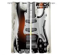 MYQF Rideaux Salon Guitare électrique de Musique Rock Décoration Salon Rideaux Occultants De Fenêtre pour Cuisine Chambre Enfant Bureau,Fenêtre Décor 140x160cm, 70x160cm x2