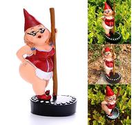 Myqiqi Statuette de nain de pole dance drôle pour jardin féérique ou décoration d'intérieur - Deux tailles 12 cm et 17 cm - Rouge - S