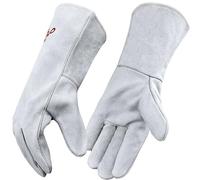 MYSAFETY Gant Cuir Soudure Homme Femme, Anti Chaleur Coupure, Blanc, L