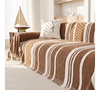 MYSKY HOME Housse de Canapé Bohème en Chenille Jacquard, Jete de Canape | Couvre Canapé en Chenille avec Franges,Protege Canape Griffe Chat, Protection de Canapé Pour Chats, Couleur Caramel 180x300cm
