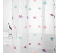 MYSKY HOME Rideaux Voilage pour Chambre d'enfant Draperies Voile avec Oeillet Arc-en-Ciel brodé Design Semi-Transparent Rideau pour Salon, L 140 x H 245 cm, Coloré, 2 Pièces
