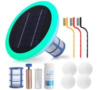 Mysora Ioniseur solaire de piscine auto-lumineux automatique flottant purificateur d'eau en cuivre avec 4 boules anti-écumes, jusqu'à 120 000 litres pour piscines hors sol creusées spas