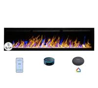 Mystflame Crystal 72 Pro - Cheminée électrique murale avec Wi-Fi, 182,9 cm, poêle avec 3 couleurs de bois et flammes, Smart Home Control via l'application mobile et Alexa