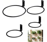 Mythlon Lot de 4 Support Pot de Fleur Mural en Fer, Anneau Porte-Plante Suspendu Métal Noir avec Vis, Support Jardinière Mural pour Balcon Jardin Terrasse Intérieur et Extérieur, 4 Tailles