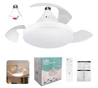 Mythlon Ventilateur de Plafond avec Lumière et Télécommande, E27 Lampe Ventilateur LED Dimmable, Plafonnier Ventilateur Silencieux 40cm pour Chambre Salon Cuisine, 3 Couleurs, Minuterie