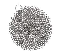 Mythrojan Nettoyeur de Fonte 4,5 Pouces - Tampon en Maille Ronde en Acier Inoxydable pour Poêle en Fonte, Poêle, Wok, Casserole, Poêle Pré-assaisonnée, Faitouts, Gaufriers, Grattoir