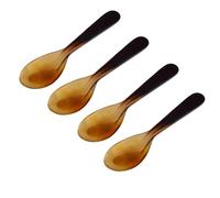 Mythrojan Viking Horn Spoon Medieval 100% Natural Authentic Handcrafted Buffalo Horn Spoon for Honey, Tea, Coffee, Soup, Dining, Serving - Set of 4
