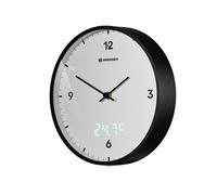 Bresser MyTime Horloge Murale Radio-pilotée LED avec Cadran de 24 cm et Affichage des Secondes LED, température intérieure et Mouvement Radio-piloté Silencieux Blanc