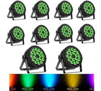 mytueetp 10PCS 200W RGBW Par LED Projecteur, 18 LED Lumière de Scène DMX4/8CH Jeux de Lumiere, Éclairage de Scène pour Fête Disco Mariage DJ Party Show Bar Halloween Noël