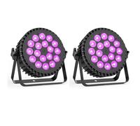 mytueetp 2 pièces 200W UV+RGB 18 LED Par Projecteur, lumière de scène lumière de fête DMX512 éclairage par lumière disco pour DJ Party Show Bar Halloween Noël