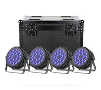 mytueetp 4PCS 200W Par LED avec Motif Football Flightcase, RGBWA UV 18 Lumiere de Scene, D MX 7/10CH Eclairage Scene Boîtier en Aluminium avec Support pour scène DJ Party Show Bar Halloween Noël