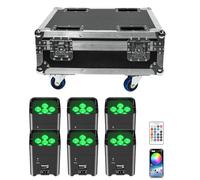 mytueetp 6PCS 108 W RGBW UV par LED projecteur batterie rechargeable avec flightcase/télécommande/APP, DMX-6/10CH éclairage de scène sans fil lumière disco pour fête DJ Halloween Noël
