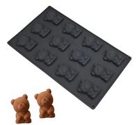 MYZWEL Moule Ourson en Silicone avec 12 Cavités pour Guimauve, Chocolat et Gâteau Enfant, Moule Silicone Pâtisserie Anti-adhésif et Sans BPA, Idéal pour Goûter et Anniversaire, Noir