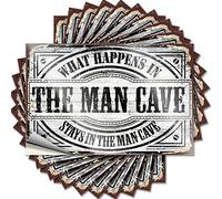 MZBS Inappropriate Stickers What Happens in The Man Cave Stays in The Man Cave Lot de 10 autocollants amusants pour décoration de porte (8 x 12 cm)