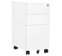 mzdioop Armoire de classement blanche avec roulettes 30 x 45 x 59 cm en acier, armoire d'organisation de bureau avec 3 tiroirs, serrure, tiroir pour matériel d'écriture, convient pour documents