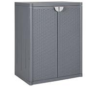 mzdioop Armoire de jardin grise 65 x 45 x 88 cm en polypropylène aspect rotin avec 2 étagères, armoire de rangement pour salon, chambre à coucher, bureau, commode de rangement, buffet pour l'ordre et