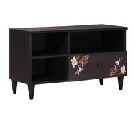 mzdioop Armoire de rangement multicolore en bois de manguier massif 80 x 33,5 x 46 cm avec porte et tiroir pour salon rangement multimédia et gestion des câbles