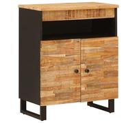 mzdioop Armoire latérale avec porte marron en bois de manguier massif 60 x 33 x 75 cm avec espace de rangement, idéale comme buffet, meuble bas, meuble TV et rangement multimédia pour salon et home