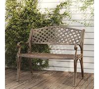 mzdioop Banc de jardin en fonte d'aluminium avec finition bronze, 102 cm, banc en métal robuste avec pieds en fonte, siège résistant aux intempéries pour terrasse, balcon, jardin avant, utilisation en