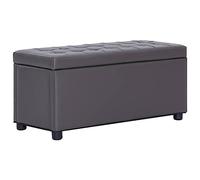 mzdioop Banc ottoman avec espace de rangement en cuir synthétique gris 87,5 cm pour couloir, salon, chambre à coucher avec couvercle et rembourrage comme rangement et repose-pieds