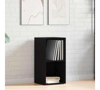 mzdioop Boîte de rangement LP aspect chêne noir 71 x 34 x 36 cm avec protection dorsale robuste, polyvalente comme rangement multimédia, étagère, buffet ou meuble bas pour salon et home cinéma