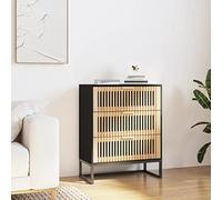 mzdioop Buffet noir 60 x 30 x 75 cm en bois avec tiroir et pieds en fer, commode de rangement pour salon, chambre à coucher, bureau, couloir, étagère de rangement, système de rangement