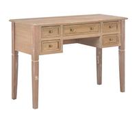 mzdioop Bureau marron en MDF et pin 109,5 x 45 x 77,5 cm avec cinq tiroirs d'espace de rangement, peu encombrant pour bureau, bureau à domicile, étude, ergonomique et polyvalent