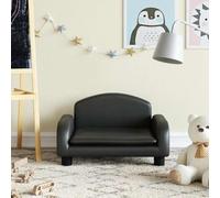 mzdioop Canapé pour enfant noir 50 x 40 x 30 cm en cuir synthétique pour chambre d'enfant avec cadre en bois de pin solide pour un siège sûr et confortable pour les enfants de 3 à 6 ans