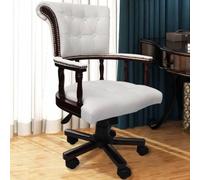 mzdioop Chaise de bureau pivotante blanche avec mélange de cuir, réglable en hauteur, avec roulettes et dossier ergonomique, idéale pour le bureau, le bureau à domicile, le bureau, l'assise