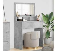 mzdioop Coiffeuse pour chambre à coucher, gris béton, 80 x 39,6 x 135 cm, en bois avec tiroir et miroir, organiseur de rangement pour cosmétiques, maquillage, commode pour chambre à coucher et