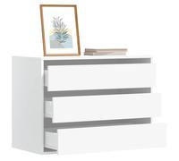 mzdioop Commode blanche 80 x 41 x 58 cm en bois avec 3 tiroirs, buffet polyvalent pour salon, salle à manger, chambre à coucher, couloir, meuble d'entrée robuste, solution de rangement pratique