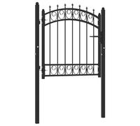 mzdioop EMMEN Portail de jardin, portail d'entrée, portail d'entrée, en acier revêtu par pulvérisation, noir, 103 x 150 cm, avec pics, charnières, poteaux, serrure et loquet pour jardin et terrasse