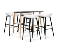 mzdioop Ensemble de bar 5 pièces avec table en MDF robuste, pieds en métal effet bois, tabourets de bar ergonomiques blancs, peu encombrant, pour salle à manger, cuisine, salon, idéal pour le